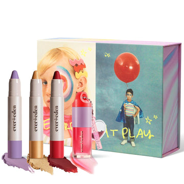 Evereden Kids Face Color Luxe Gift Set - Clean & Vegan Kids Make Up Kit for Girls - Non Toxic Kids Makeup Set - Girls Makeup Set Includes 3 Kids Fantasy Kids Face Paint Crayons & 1 Tinted Lip Oil