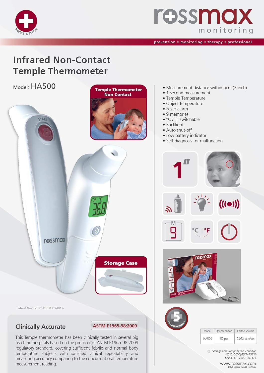 Rossmax Non-Contact Infrared Temple Thermometer : Amazon.co.uk: Health & Personal Care