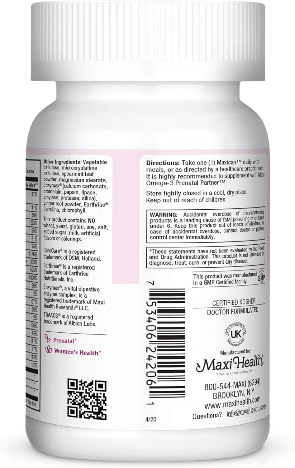 Maxi Health, Prenatal Caps, 120 Count : Health & Household