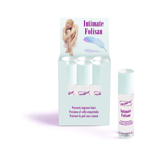 Depileve Intimate Folisan - Post Wax Gel, Roll-On Applicator, Prevents Razor Burn, Razor Bumps And Ingrown Hair, Ideal For Hard-To Reach Areas, Includes Six 10Ml Roll Ons : Hair Waxing Lotions : Beauty & Personal Care
