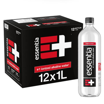 Essentia Water Bottled, 99.9% Pure, Infused With Electrolytes For Smooth Taste, Ph 9.5 Or Higher, 12 X 1 Liter Bottles