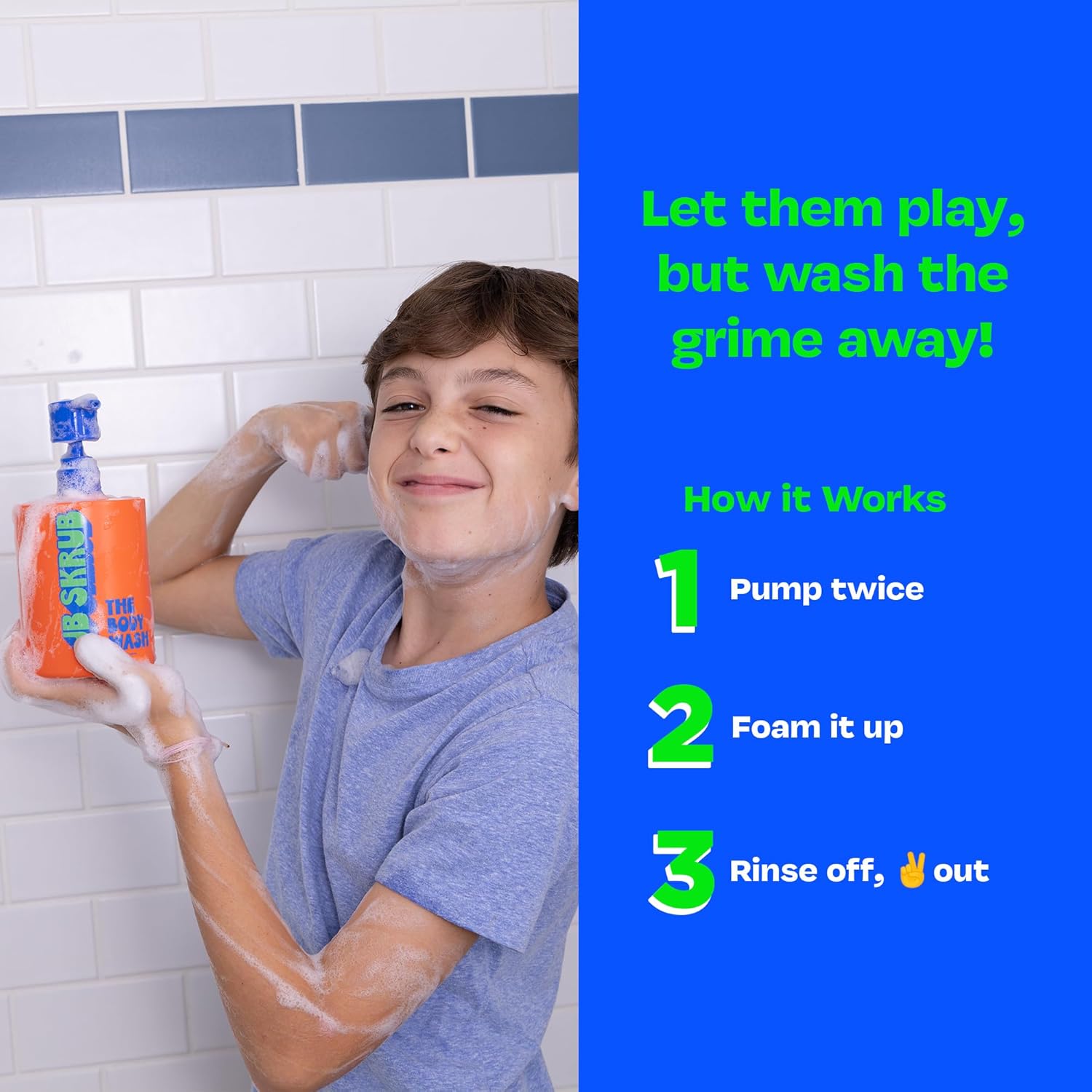 Jb Skrub - The Body Wash For Kids, Tween & Teen Boys With Foaming Action & Natural Citrus Scent - No Harsh Ingredients Boys Body Wash - Conquer Adolescent Funk With Confidence - 14 Oz. : Beauty & Personal Care
