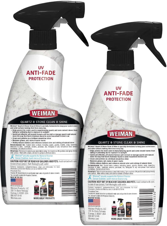 Weiman Quartz Countertop Cleaner and Polish (2 Pack w/Micro Towel) Clean and Shine Your Quartz Countertops Islands and Stone Surfaces with Ultra Violet Protection