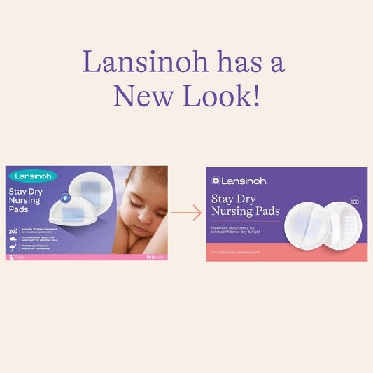 Lansinoh Stay Dry Disposable Nursing Pads, Soft And Super Absorbent Breast Pads, Breastfeeding Essentials For Moms, 100 Count