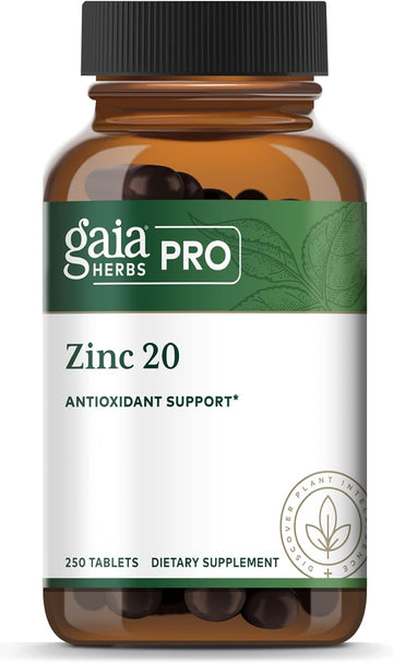 Gaia PRO Zinc 20 - Immune & Antioxidant Support Supplement - with Zinc Monomethionine - 20mg Zinc Supplement - 250 Tablets (250 Servings)