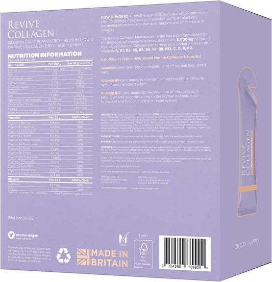 Revive Collagen Premium Menopause Range - Hydrolysed Liquid Marine Collagen Drink (28, Peri Menopause)
