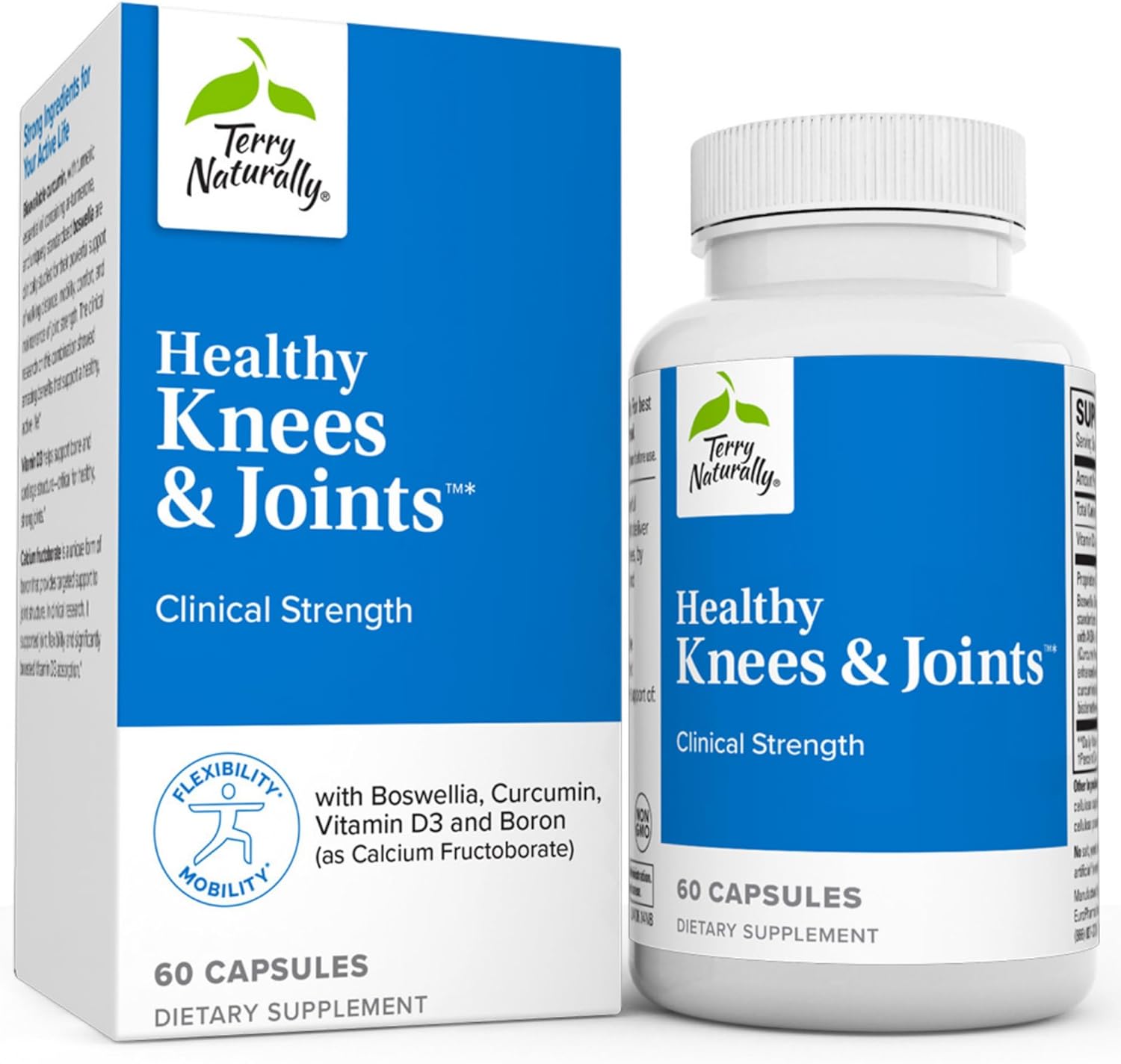 Terry Naturally Healthy Knees & Joints - 1,560 mg Curcumin & Boswellia Complex, 60 Capsules - Promotes Flexibility, Mobility, Strength & Comfort - Gluten-Free - 20 Servings