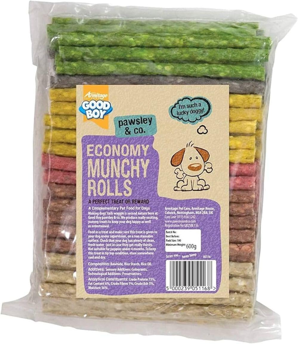 Good Boy - Assorted Small Munchy Rolls - Dog Chews - A Perfect Treat Or Reward - Pack Of 100 -Chewy Dog Treats ,900 G
