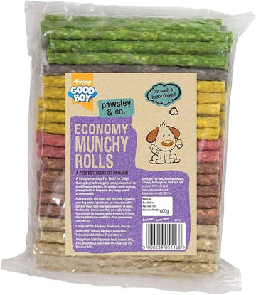 Good Boy - Assorted Small Munchy Rolls - Dog Chews - A Perfect Treat Or Reward - Pack Of 100 -Chewy Dog Treats ,900 G