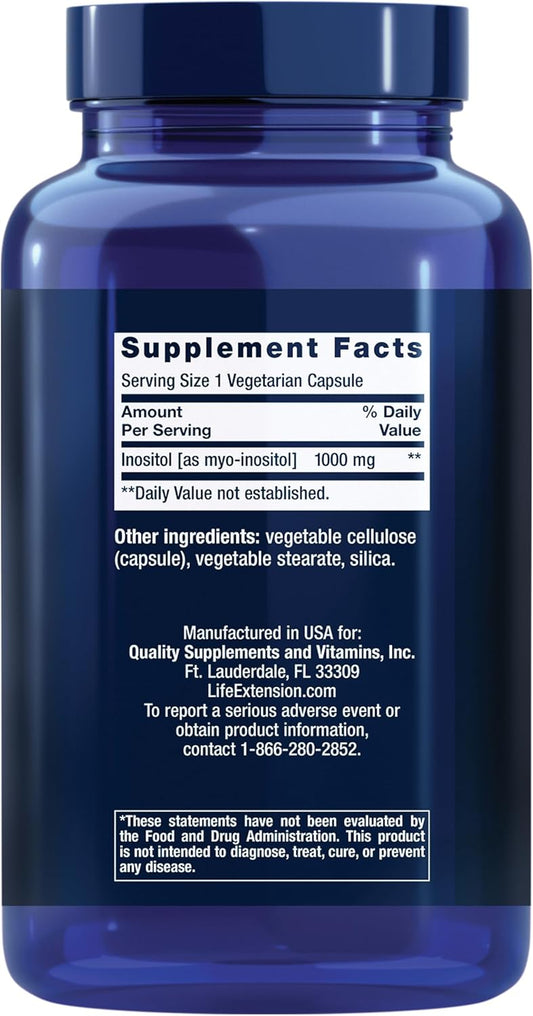 Life Extension Inositol Caps – 1000 Mg, Myo-Inositol – Mood Health, Well-Being, Healthy Metabolism, Hormone Balance – Gluten-Free, Non-Gmo, Vegetarian – 360 Capsules