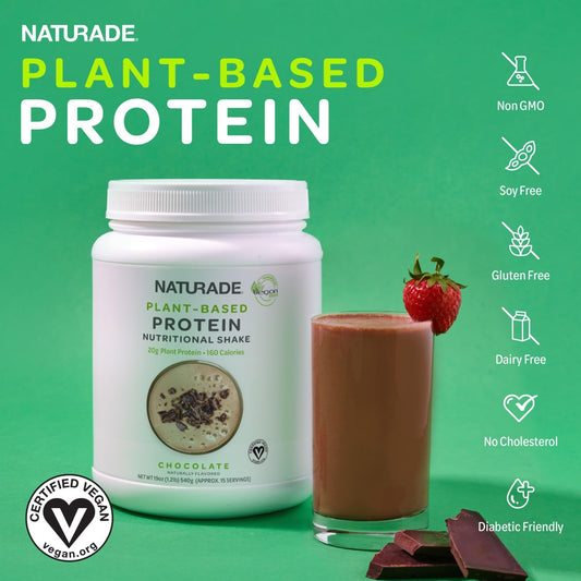 Naturade 20G Of Pea Protein Powder - Gluten Free, Dairy & Soy Free, Non-Gmo, No Cholesterol - Recovery W/Amino Acids - Chocolate (15 Servings)