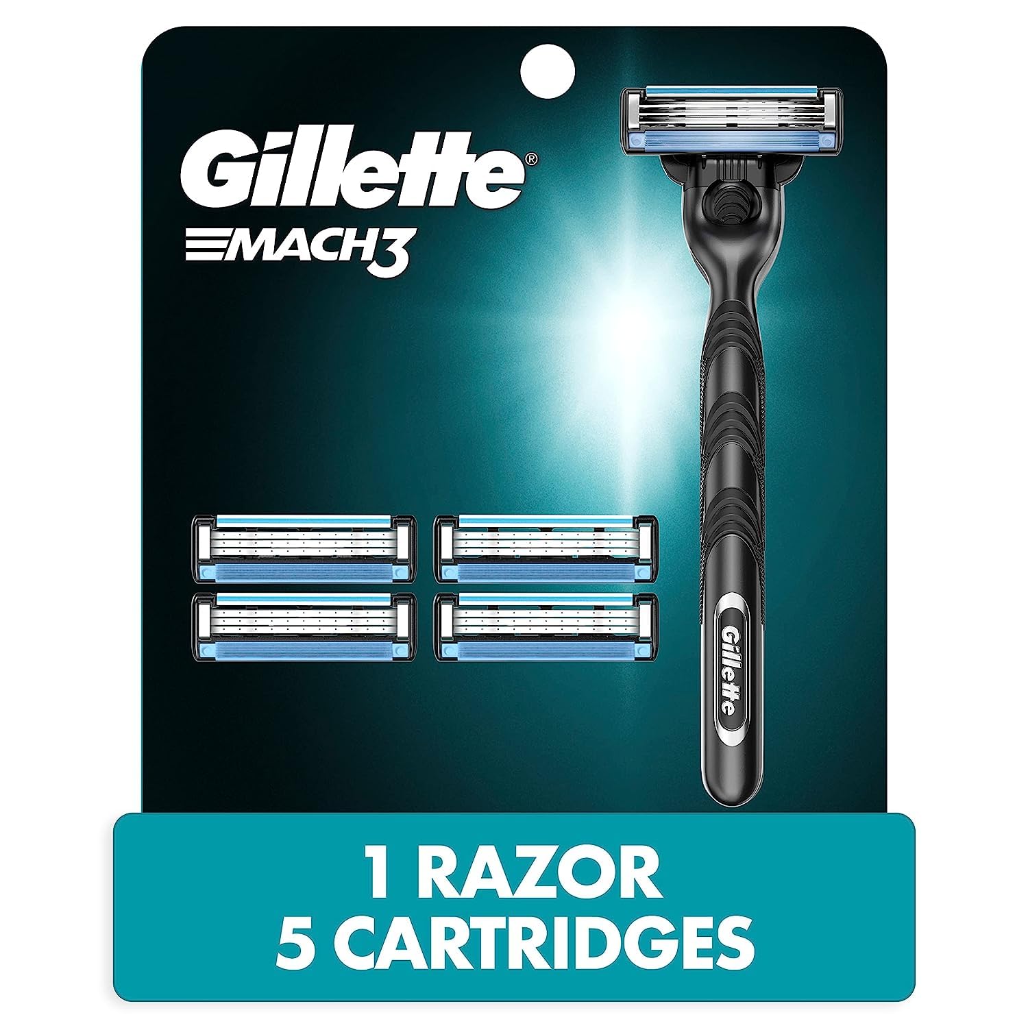 Gillette Mach3 Men'S Razor Handle + 5 Blade Refills