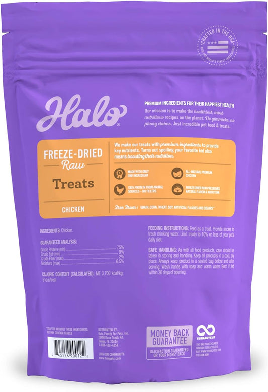 Halo 100% Chicken Breast Freeze-Dried Raw Treats, 3.7 Oz