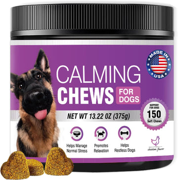 Hemp Calming Chews For Dogs 150Pcs Dog Calming Treats And Bites With Hemp Oil - Anxiety And Stress Relief For Dogs Puppy Melatonin Sleep Aid Calm Dog, Noise, Thunder, Barking, Separation, Chewing