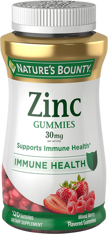 Nature'S Bounty Zinc Gummies, Immune Support Gummies, Supports Skin & Antioxidant Health, Mixed Berry, 30Mg, 120 Count