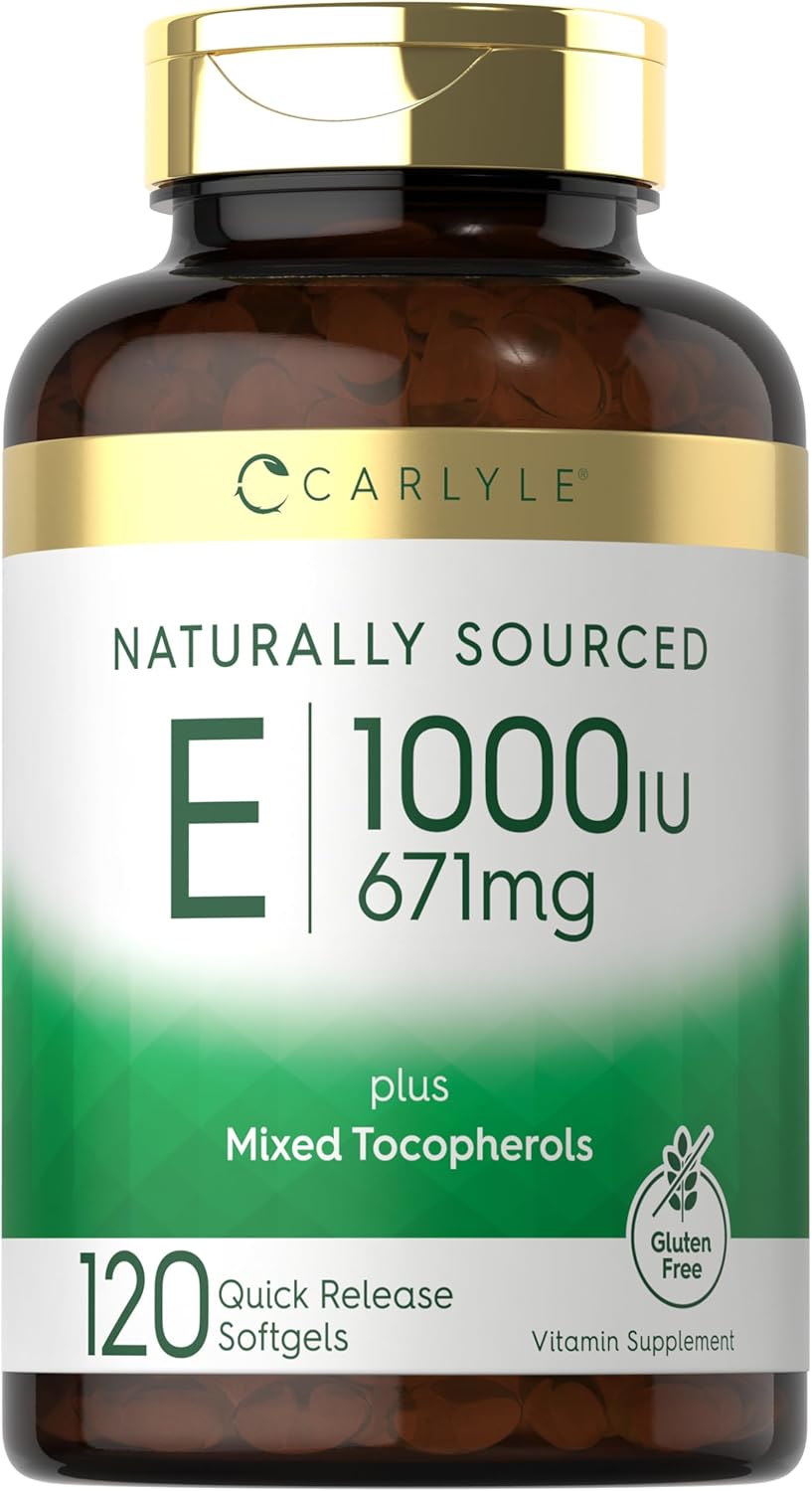 Carlyle Vitamin E Plus Mixed Tocopherols | 1000 Iu (671Mg) | 120 Softgels | Non-Gmo And Gluten Free Formula | Naturally Sourced Vitamin E Supplement