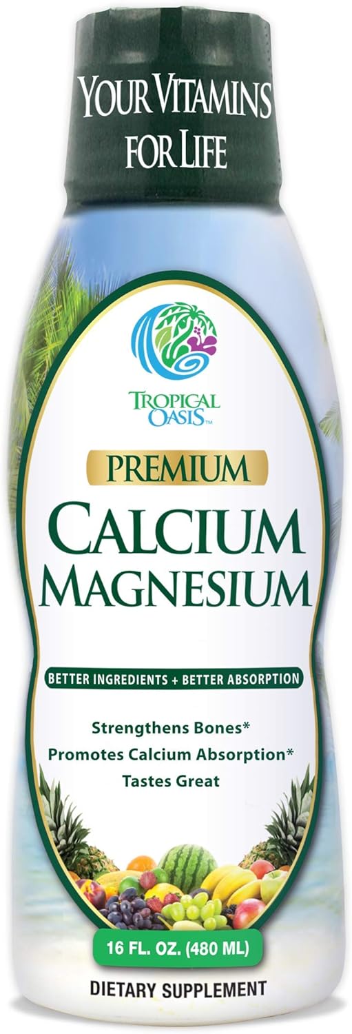 Tropical Oasis Liquid Calcium & Magnesium - Natural formula w/ support for strong bones - Liquid vitamins w/ calcium