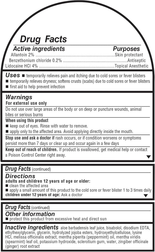 Herpecin-L Pain Relief Treatment For Cold Sores And Fever Blisters, With Lidocaine, Numbs Pain And Itch, Protects Against Infection, 0.15 Oz