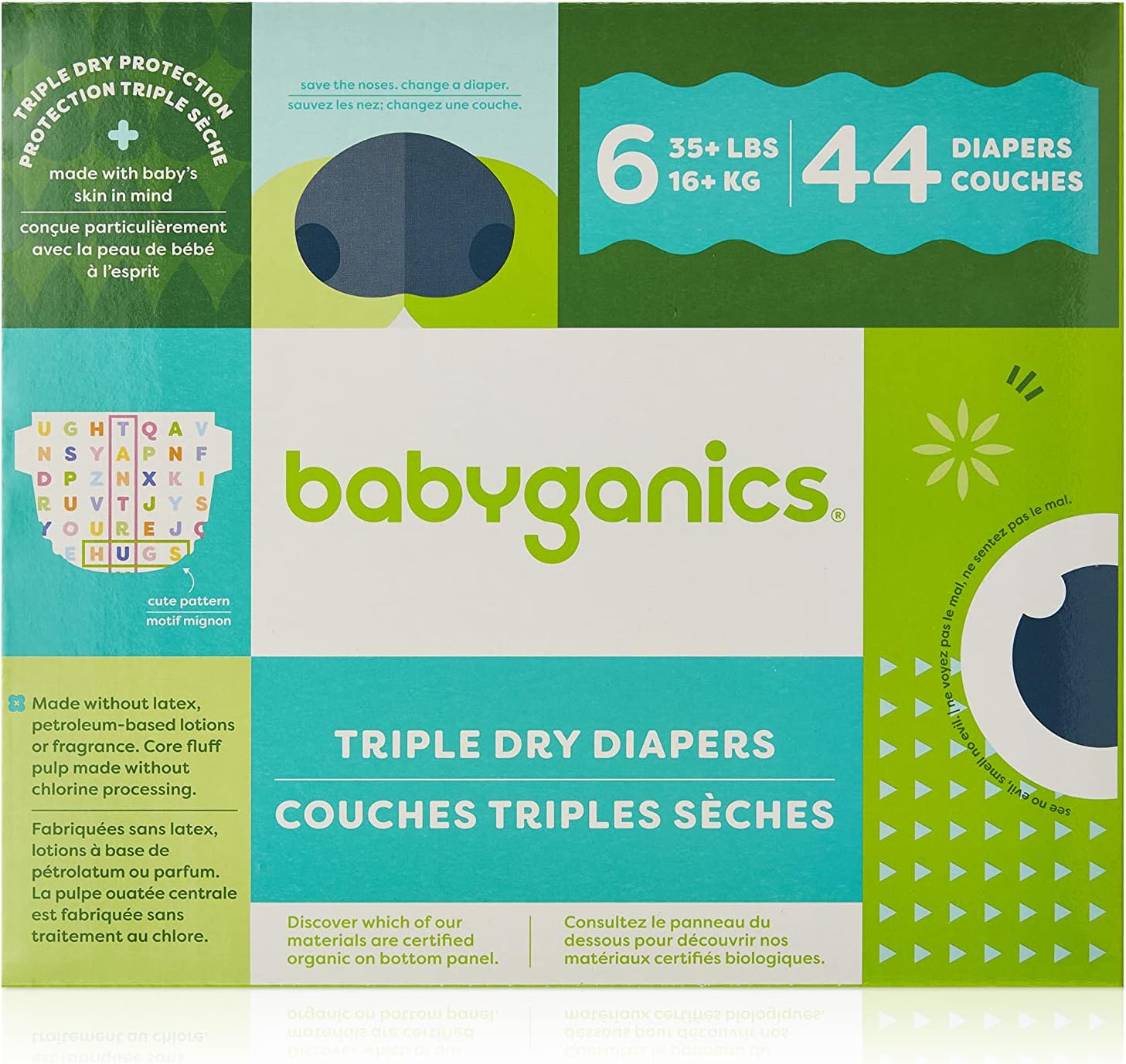 Babyganics Diapers, Size 6, 44 Ct, Ultra Absorbent Diapers