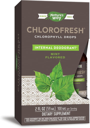 Nature's Way Chlorofresh, Liquid Chlorophyll Concentrate Drops, Internal Deodorant*, Supports Detoxification Pathways*, Mint Flavored, 2 Fl. Oz