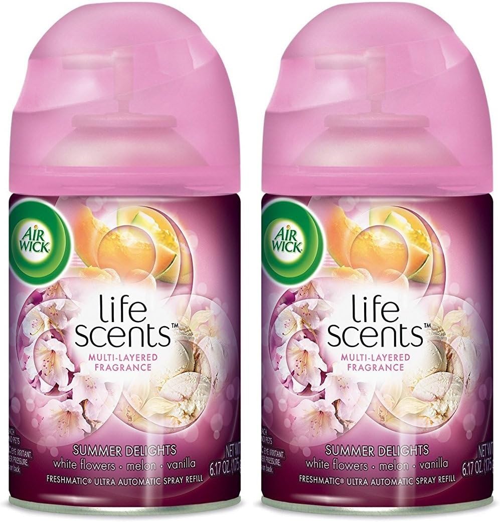 Air Wick Life scents Freshmatic Ultra Automatic Spray Refill, Summer Delights 6.17 oz ( Pack of 2)