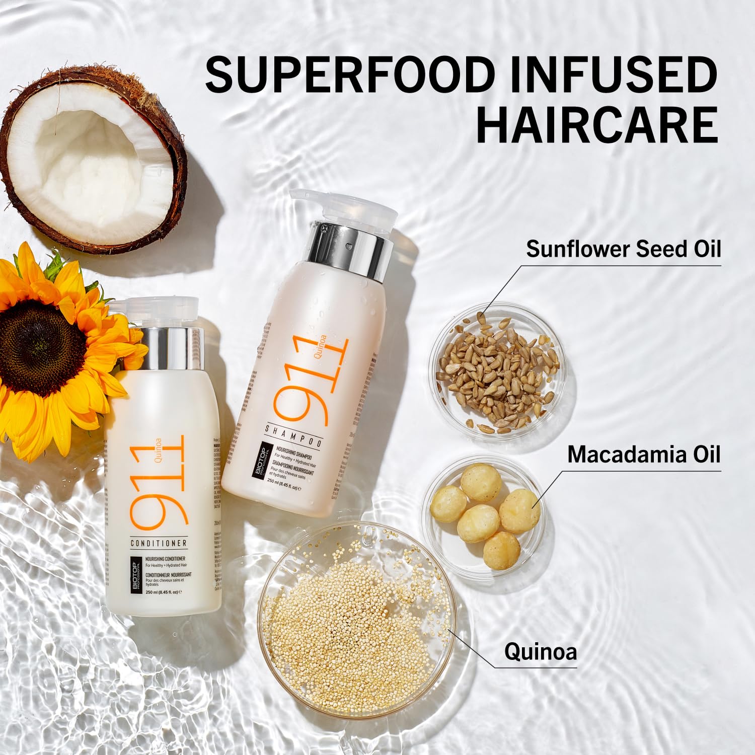 Biotop Professional 911 Quinoa Smoothing Serum - Hair Serum For Frizzy And Damaged Hair To Repair And Promote Shine - Uv + Heat Protectant (2.2 Oz / 65Ml) : Beauty & Personal Care