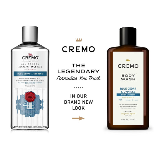 Cremo Rich-Lathering Blue Cedar & Cypress Body Wash For Men, A Woodsy Scent With Notes Of Lemon Peel, Cypress And Cedar, 16 Fl Oz