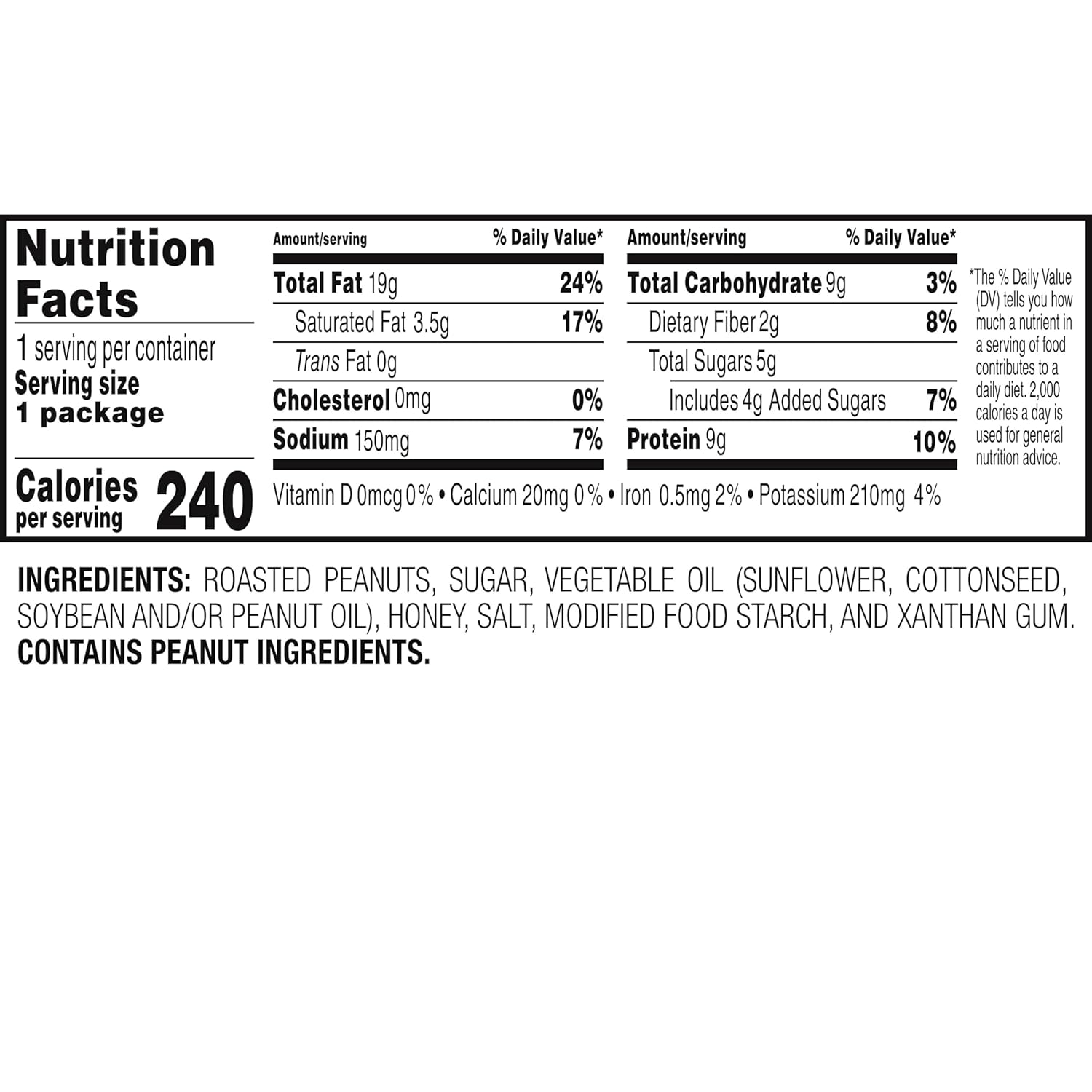 Nut Harvest, Honey Roasted Peanuts,1.375 oz Bag, (36 Pack) : Grocery & Gourmet Food