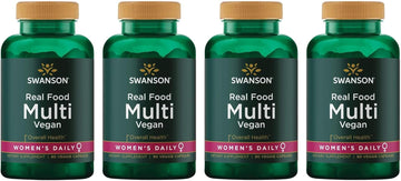 Swanson Real Food Multi Women'S Multivitamin Multimineral Women'S Health Urinary Tract Stress Response Bone Hair Skin Nails Support Supplement Vegan Gluten-Free Non-Gmo 90 Veggie Capsules (4 Pack)