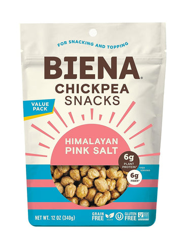 BIENA Roasted Chickpea Snacks – Himalayan Salt, 1 Value Pack – Crispy Salted Chickpeas Loaded with Protein & Fiber - Delicious, Healthy Snacks for Adults and Kids