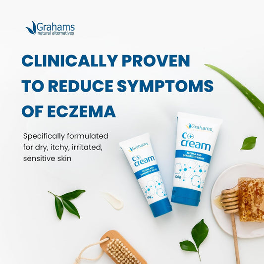 Grahams Natural C+ Eczema Cream - Clinically Proven Eczema Cream For Dry Skin, Inflammation, Dermatitis & Itchy Skin Relief For Adults - With Manuka Honey | Hypoallergenic & Steroid-Free (50G)
