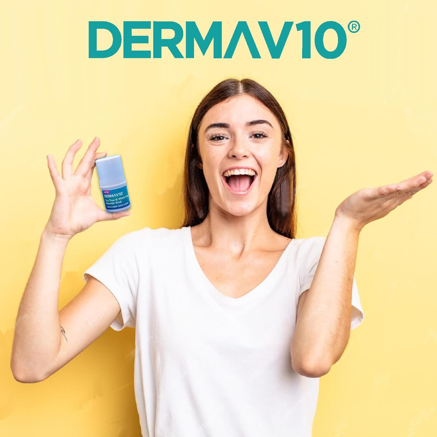 Derma V10 Blemish Stick, Tea Tree And Witch Hazel, For Clearer Skin, Calming And Soothing, Helps Target Spots And Blemishes, For Everyday Use, Vegan Friendly (Pack Of 2)
