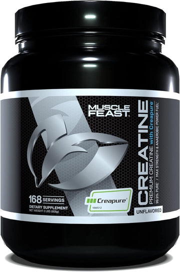 Muscle Feast Creapure Creatine Monohydrate Powder, Vegan Keto Friendly Gluten-Free, Mass Gainer, Muscle Recovery Supplement And Best Creatine For Muscle Growth, Unflavored, 2Lb