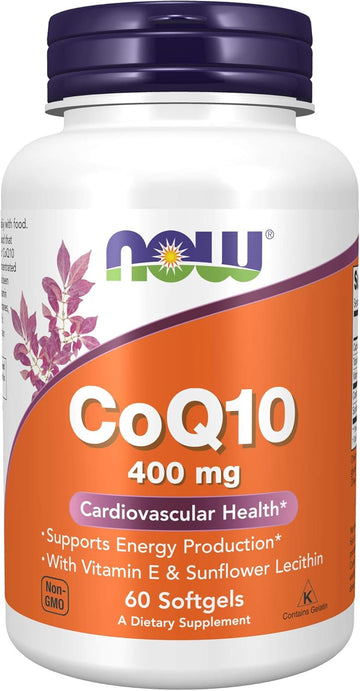 Now Foods Supplements, Coq10 400 Mg, Pharmaceutical Grade, All-Trans Form Produced By Fermentation, 60 Softgels