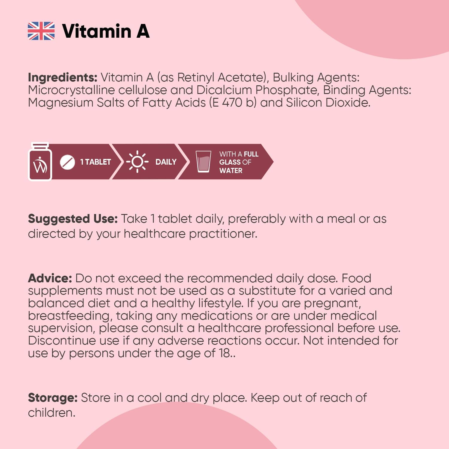Vitamin A Tablets 10,000IU - 365 Tablets (1 Year Supply) - VIT A as Retinyl Acetate - Vegan & Non-GMO - 3000µg Vitamin A Supplement - Made in The UK : Amazon.co.uk: Health & Personal Care