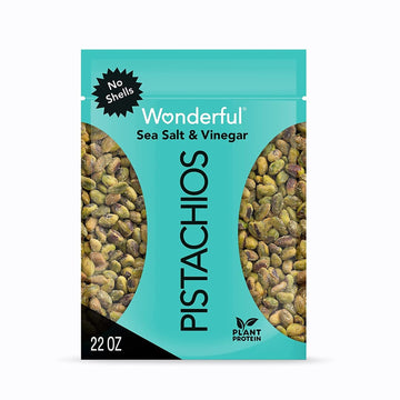 Wonderful Pistachios No Shells, Sea Salt & Vinegar Nuts, 22 Ounce Resealable Bag, Protein Snacks, Gluten Free, Healthy Snack