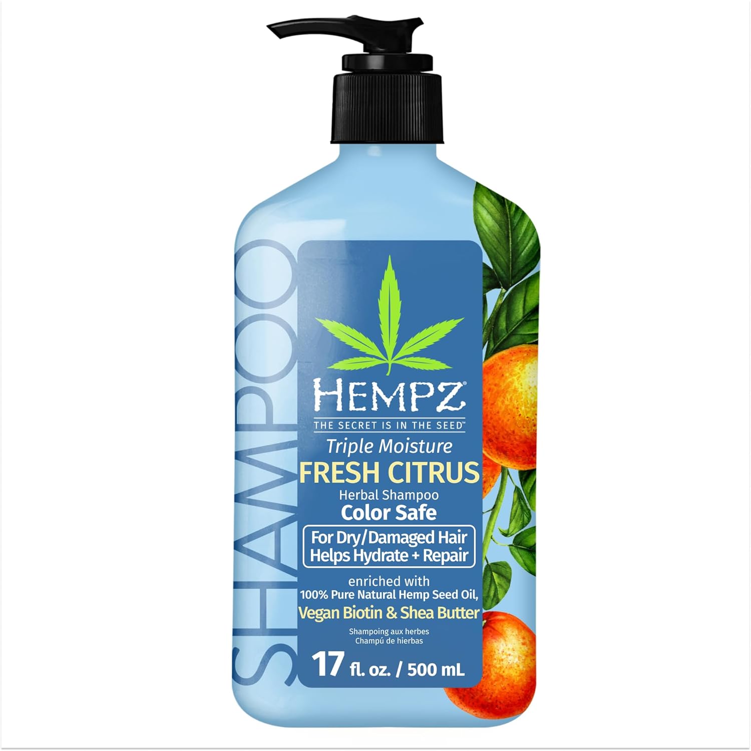 Hempz Triple Moisture Herbal Hair Shampoo - Moisturizing Gentle Shampoo To Nourish And Hydrate Hair - 17 Fl Oz