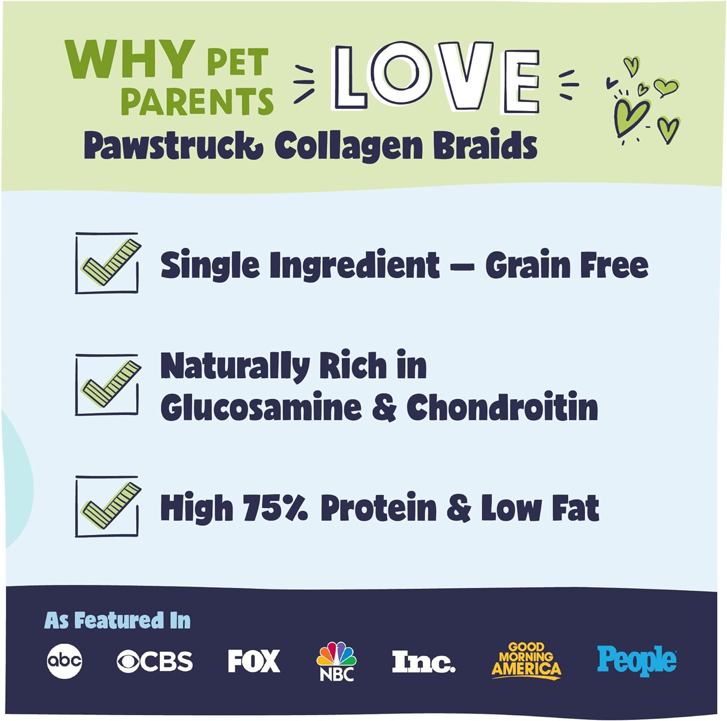 Pawstruck Natural Large 10-13” Beef Collagen Braids for Dogs - Healthy Long Lasting Alternative to Traditional Rawhide & Bully Sticks w/Chondroitin & Glucosamine - 3 Count - Packaging May Vary : Pet Supplies