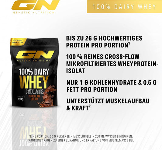 Gn Laboratories 100% Dairy Isolate - Microfiltered Whey Protein Isolate - Protein Shake For Bodybuilding - 750G (Chocolate Crema)