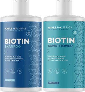 Biotin Shampoo And Conditioner Set For Thinning, Dry, Damaged Hair - Volumizing And Sulfate-Free With Jojoba And Argan Oil For Scalp Care