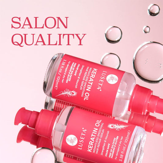 Luseta Marula Oil Hair Treatment For Fine & Dry Hair Serum Smoothing Hair Adding Shine And Nourishing Scalp 3.38Oz