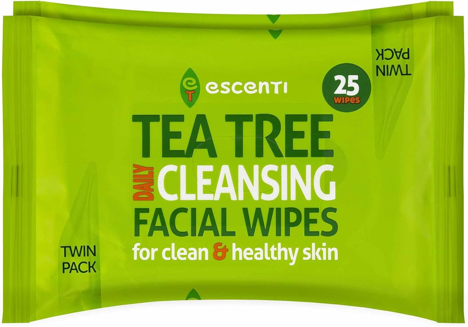 Escenti Tea Tree Daily Cleansing Facial Wipes Twin Pack