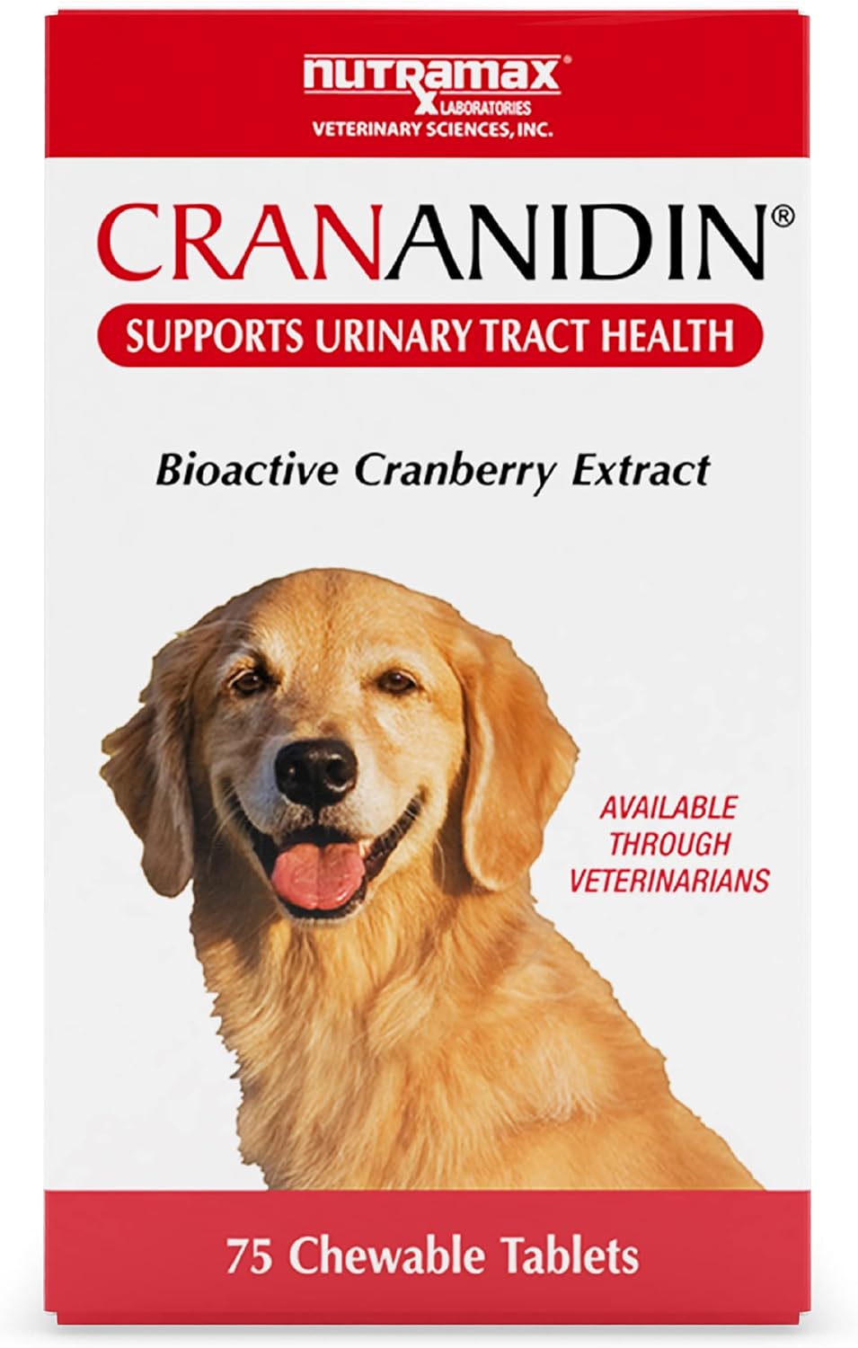 Nutramax Laboratories Crananidin Cranberry Extract Urinary Tract Health Supplement For Dogs, 75 Chewable Tablets
