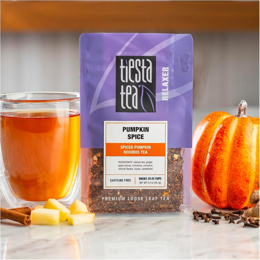 Tiesta Tea - Pumpkin Spice Rooibos Tea | Premium Loose Leaf Tea Blend | Non-Caffeinated Herbal Infusion | Make Hot Or Iced & Up To 25 Cups | Made With Natural Ingredients - 2Oz Resealable Pouch