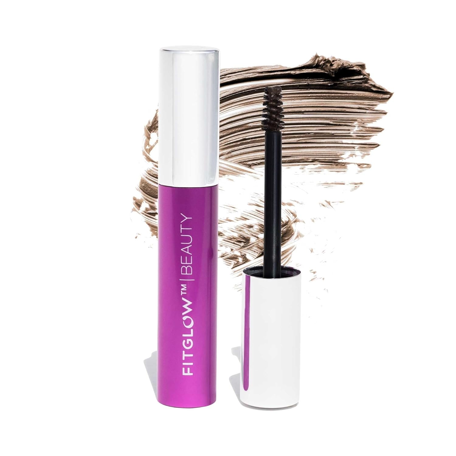 Fitglow Beauty Plant Protein Brow Gel | Natural Vegan Eyebrow Enhancer Serum | Thickening Volumizing Brow Filler | Nutrient-Rich Hair Conditioning | Strengthens, Lift, Shape & Fill | 4G - Grey