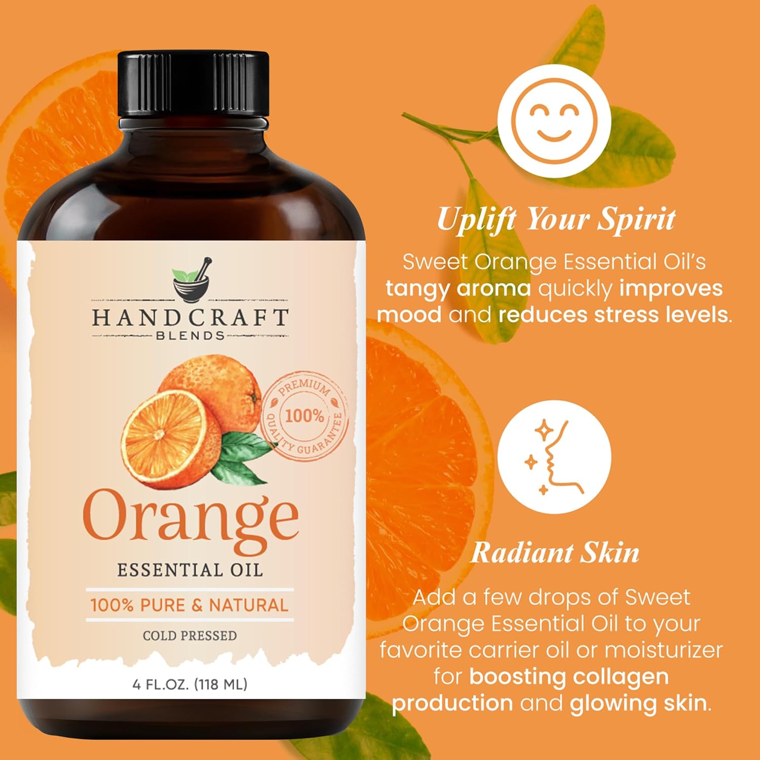 Handcraft Blends Orange Essential Oil - Huge 4 Fl Oz - 100% Pure and Natural - Premium Grade with Glass Dropper : Health & Household