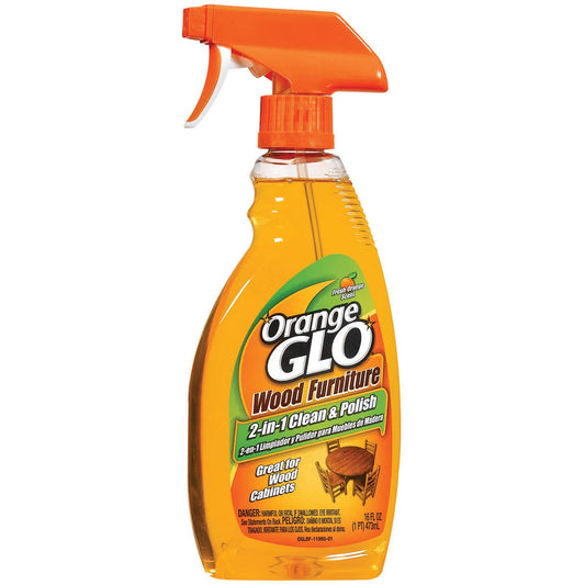 Orange Glo Wood Furniture 2-in-1 Cleaner & Polish, 16 ounces (3) : Health & Household