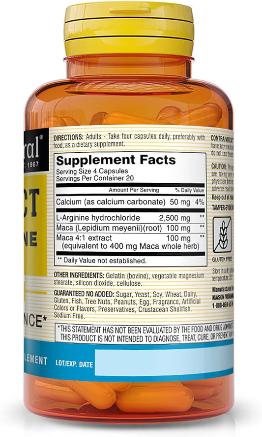 MASON NATURAL VeinErect with L-Arginine & Maca ? 80 Capsules