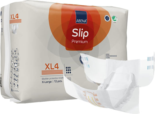 ABENA Slip Premium All-In-One Incontinence Pads For Men & Women, Eco-Labelled Womens Incontinence Pads, Mens Incontinence Pads, - XL 4, 110-170cm Waist, 4000ml Absorbency, 12PK