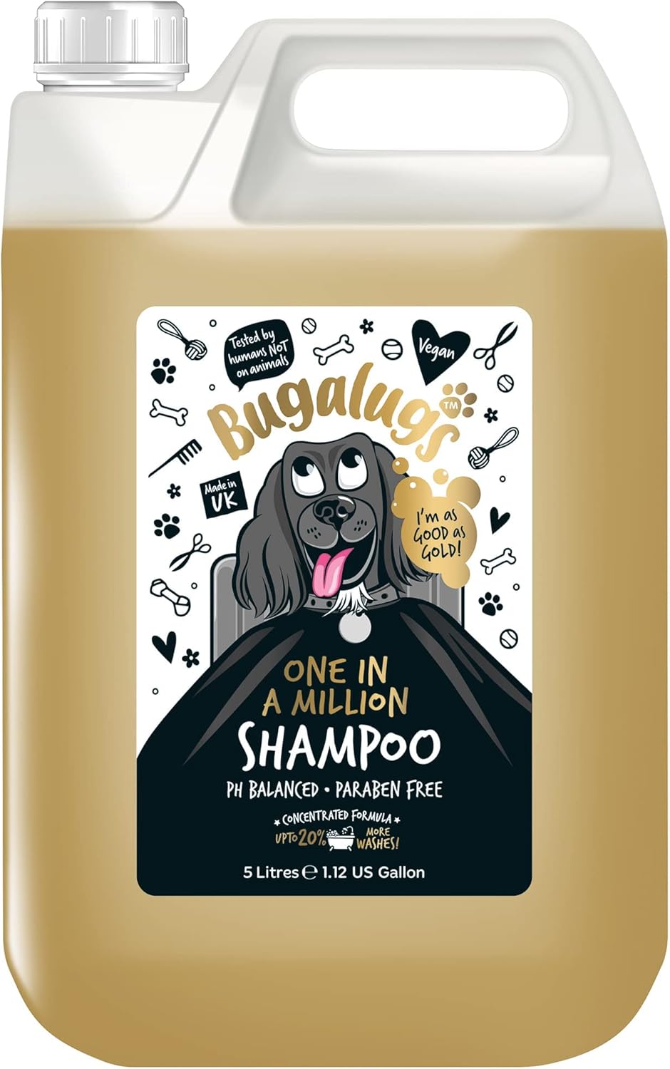 Dog Shampoo with a Distinctive One in a million Fragrance by Bugalugs - Natural dog grooming products for smelly dogs with fragrance, best puppy professional groom shampoo & conditioner (5 Litre)?Dog Shampoo